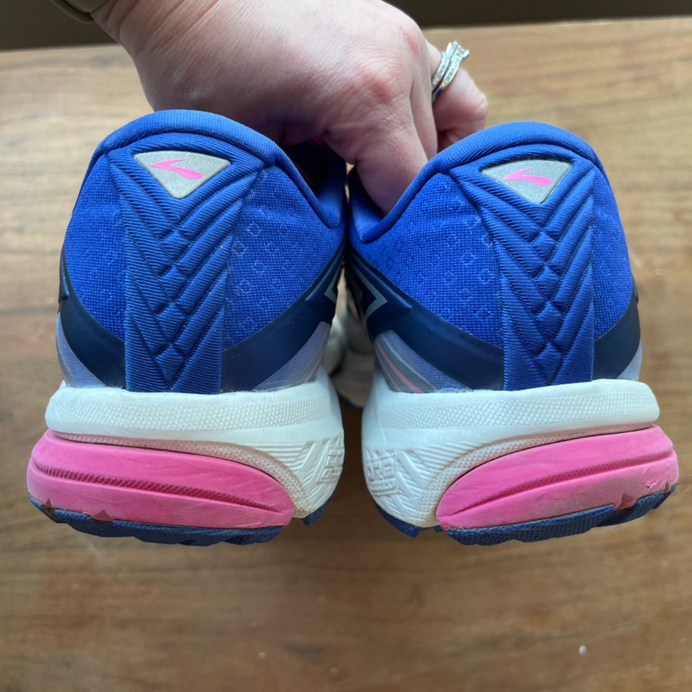 Brooks Womens White Blue Pink Glycerin/Atrena Athletic Running Shoes - Picture 6 of 10